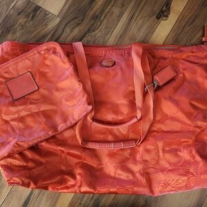 Coach Nylon Weekender Orange Signature C Tote + Snap In Pouch